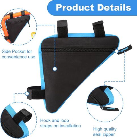 Bicycle Storage Bag, Oxford Fabric Bike Triangle Frame Bag, Quick Release Bike Frame Front Tube Bag, Bicycle Triangle Bag, Storage Saddle Frame Pouch for Bike Bicycle Cycling(Black+Black) in Saudi Arabia
