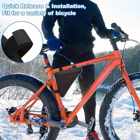 Bicycle Storage Bag, Oxford Fabric Bike Triangle Frame Bag, Quick Release Bike Frame Front Tube Bag, Bicycle Triangle Bag, Storage Saddle Frame Pouch for Bike Bicycle Cycling(Black+Black) in Saudi Arabia