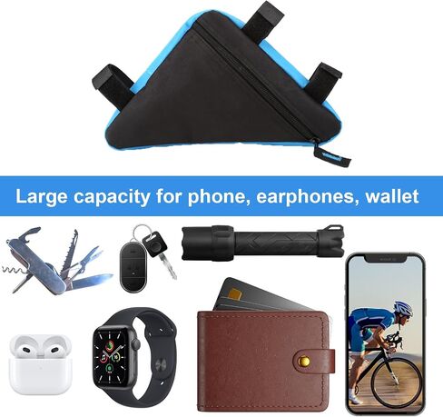 Bicycle Storage Bag, Oxford Fabric Bike Triangle Frame Bag, Quick Release Bike Frame Front Tube Bag, Bicycle Triangle Bag, Storage Saddle Frame Pouch for Bike Bicycle Cycling(Black+Black) in Saudi Arabia