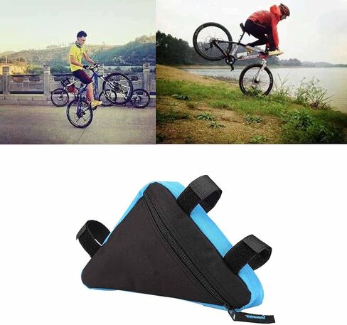 Bicycle Storage Bag, Oxford Fabric Bike Triangle Frame Bag, Quick Release Bike Frame Front Tube Bag, Bicycle Triangle Bag, Storage Saddle Frame Pouch for Bike Bicycle Cycling(Black+Black) in Saudi Arabia