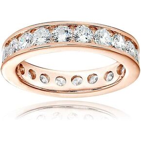 Hoops & Loops Sterling Silver Cubic Zirconia Round 3mm Channel Set Polished Eternity Band Ring