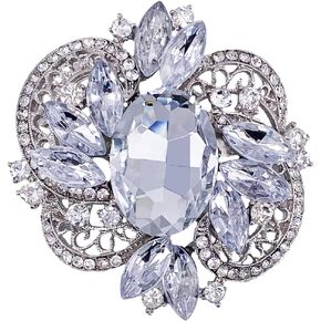 LAXPICOL Women's Large Sparkly Crystal Flower Brooch Pin Fashion Statement Broach Pin