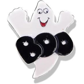 Enamel Boo Halloween Brooch Pin for Women Girls Men Fashion Cute Ghost Demon Round Rhinestone Brooches Badges Lapel Pins Fun Holiday Festival Ornament Hat Bag Suit Dress Accessories Jewelry Gift