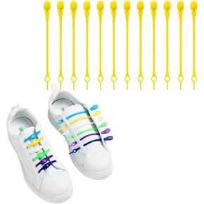 QIOJIRMU 12 pcs Lazy Tying-Free Elastic Shoelaces For Adults And Kids Sneakers (Blue)