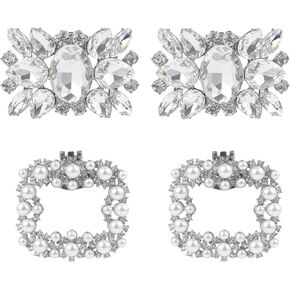 kilofly Elegant Rhinestones Decorations Charms Shoe Clips 2 Pairs