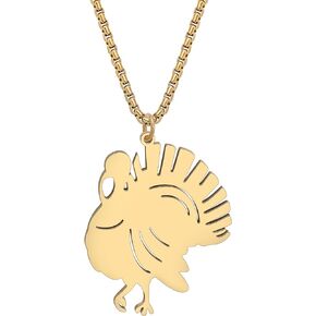DALANE Stainless Steel Thanksgiving Turkey Necklace 18K Gold Plated Chicken Pendant Jewelry for Women Girls Charms Novelty Gifts Party Favors