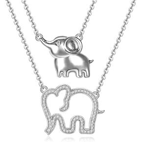 هدايا الأم والابنة - قلادة مطابقة للأم / الابنة / المرأة / الفتاة، مجموعة مجوهرات حيوانات من الفضة الإسترلينية S925 مكونة من قطعتين هدية مغناطيسية قابلة للفصل / قابلة للدمج in Kuwait