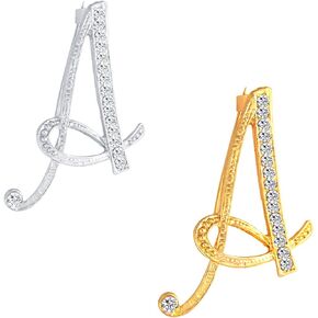 LONG TIANTIAN 2Pcs Initial Brooches Dainty Alphabet Rhinestone Brooch Pins Initial Rhinestone Brooch Letter Jewelry Birthday Gifts for Women Teen Girl Gifts Trendy Stuff