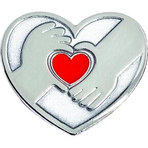 Silver Hands and Red Heart Appreciation Award Pin