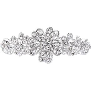 EVER FAITH Bridal Daisy Flower Brooch Clear Austrian Crystal Silver-Tone