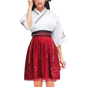 زي نسائي صيني تقليدي قديم نصف كم مطرز من Hanfu، تنورة عالية الخصر متأرجحة