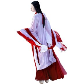 Women's Ancient Traditional Chinese Costume Half Sleeve Embroidery Hanfu Top High Waist Swing Skirt Outfit