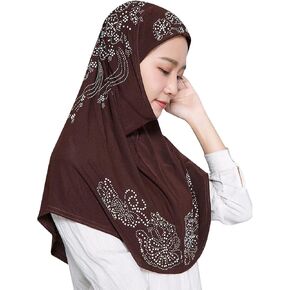 المرأة بريق الكريستال حجر الراين الحجاب مسلم عمامة الحجاب قبعة طويلة وشاح شال التفاف in Kuwait