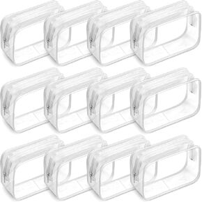 CACASO 12 Pack Clear Makeup Bag,TSA Approved Toiletry Bag,Clear Travel Bags for Toiletries,PVC Clear Cosmetic Bags Clear Pouches with Zipper,Clear Toiletry Bags for Traveling Women Men,Quart Size