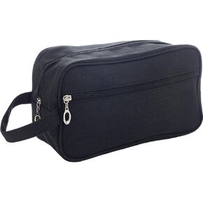 Trawila Travel Toiletry Bag for Women and Men, Makeup bag Organizer for Cosmetics Toiletries Brushes Tools, Foldable, Water-resistant,With Divider and Handle (Black)