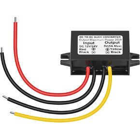 DC 24V 12V to 5V 5A 25W Step Down Converter Module Buck Reduced Voltage Regulator Car Power Converter 24 Volt 12 Volt to 5 Volts Direct Current Converter (2-PCS)