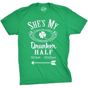 قميص نصف قميص Shes and Hes My Drunker مضحك للحفلات والأزواج والحانة الزحف برسومات شامروك