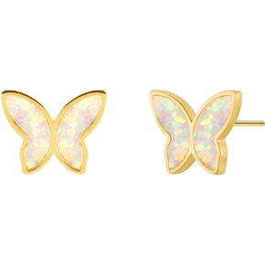 Opal Butterfly Stud Earrings with 18K GP Gold & 925 Sterling Silver Back Posts