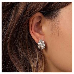 Vintage Teardrop Crystal Stud Earrings Rhinestone Waterdrop Earrings Gold Oval Cz Stud Earrings Sparkly Full Cz Rhinestone Earrings Jewelry for Women and Girls
