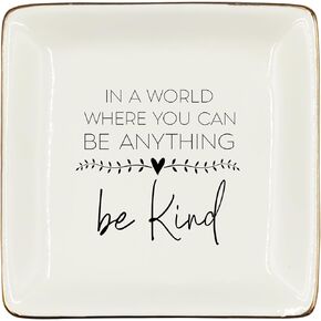 WODMIS Be Kind Inspirational Ceramic Jewelry Tray Dish, Motivational Jewelry Plate, Be Kind Ring Trinket,Inspirational Birthday Christmas Graduation Gifts For Women Girls Sister Her Friends