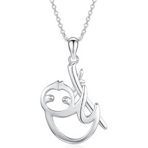 Cat/Dog/Monkey/Sloth Necklace for Women 925 Sterling Silver Cute Animal Pendant Necklace Animal Jewelry Gift for Women and Girls