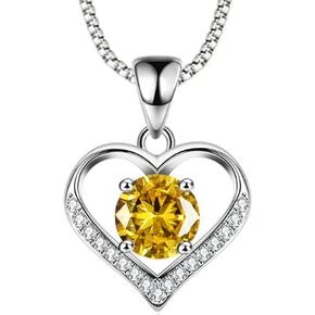 Lucky Preppy Heart Sterling Silver Necklace Pendant for women girlfriend mother wife Valentine Anniversary birthday teenagers top Zircon preppy Silver jewelry,birthstone granddaughter gifts from grandma
