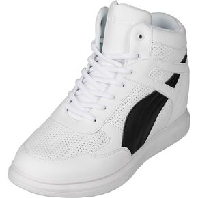 CALTO Men's Invisible Height Increasing Elevator Shoes - Lace-up High-top Fashion Sneakers - 3.8 Inches Taller