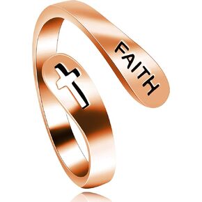 Uloveido Adjustable 925 Sterling Silver Cross Faith Ring for Women and Men, Christian Finger Open Rings, Religion Jewelry Y531