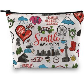 GJTIM Seattle Gift Seattle Washington Souvenir Gift Seattle Washington Welcome Bag Travel Zipper Pouch for Washington Traveller (Seattle Bag)