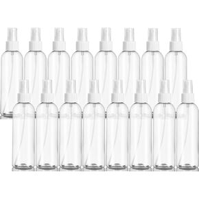 زجاجات رذاذ بلاستيكية شفافة سعة 8 أونصة من إل جي ديلز، زجاجات رش بيضاء ناعمة قابلة لإعادة الملء للزيوت العطرية والعطور والسفر، عبوة من 16 قطعة، مصنوعة في الولايات المتحدة الأمريكية in Kuwait