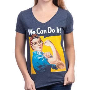 Rosie The Riveter, We Can Do It | Feminist Rosey Rosy V-Neck T-Shirt for Women