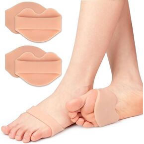 Metatarsal Pads, 2 Pairs Soft Gel Forefoot Pads Ball of Foot Cushions for Women and Men, Forefoot Cushioning Shoe Supports Pads for Metatarsalgia, Mortons Neuroma, Callus Blisters Pain Relief (Skin)