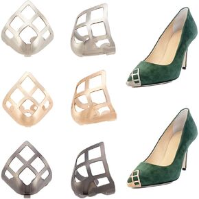 NBEADS 6 Pcs 3 Colors Metal Shoes Pointed Protector, Metal Shoe Toe Protectors Hollow Rhombus High Heel Toes Pump Toe Head Cover for Shoes Protection Repair Accessories