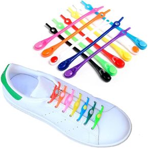 Booge 36 Pcs No Tie Shoe Laces for Adults and Kids, Lazy Elastic Shoelaces Rubber Silicone Tieless Laces for Sneakers