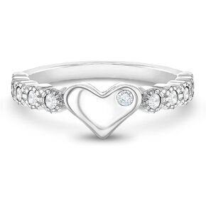 925 Sterling Silver Stunning Clear Cubic Zirconia Beautiful Heart Ring for Children to Preteens - Cute and Fashionable Round CZ Rings for Young Girls - Small Heart Ring Band Jewelry for Toddlers