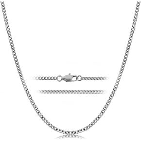 2.2mm Pure Titanium Cuban Link Chain Necklace for Men Women Sensitive Skin, Durable Welded Skin Friendly Oval Chain for Valentines Day Birthday Gift, 21.65 Inches