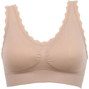Women's Leisure Sports Sleep Bra Comfort Seamless Stretchy Lace Trim Wirefree