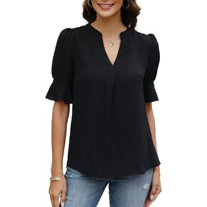 CiCiBird قميص نسائي كاجوال أنيق صيفي بأكمام قصيرة وبلوزة عمل برقبة على شكل V 2024 in Kuwait