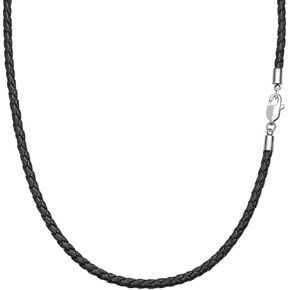 JEVINDA Leather cord Leather Chain Stainless steel Clasp 3mm Woven Rope Necklace for Women Men 46-61cm optional Braided Leather for Pendant DIY With gift box