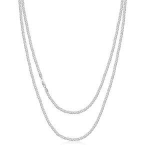 Dralox 925 Sterling Silver Wheat Chain Necklace with Lobster Claw Clasp 3mm silver Chain Necklace for Women Men 16/18/20/22/24 Inch