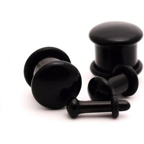 مجوهرات الجسم من المعادن الغامضة سدادات حجر العقيق الأسود المضيئة - 6 جم - 4 مم - تباع كزوج in Kuwait