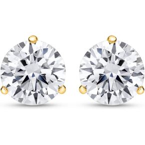 1/4 Carat Solitaire Diamond Stud Earrings Round Brilliant Shape 3 Prong Push Back (J-K Color, I2 Clarity)