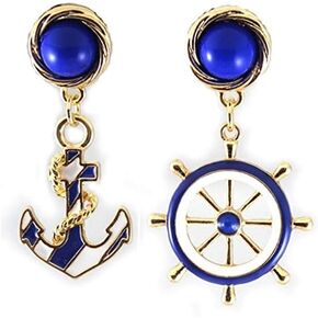 أقراط مرساة بحار عتيقة مجوهرات للنساء - أقراط متدلية عصرية هندسية غير متماثلة (أزرق) in Kuwait