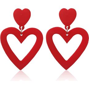 Acrylic Double Heart Earrings Dangling Heart Drop Earrings for Women Love Heart Dangle Earrings Valentine's Day Mother's Day Gift Jewelry Accessories