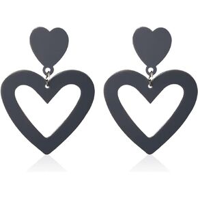 Acrylic Double Heart Earrings Dangling Heart Drop Earrings for Women Love Heart Dangle Earrings Valentine's Day Mother's Day Gift Jewelry Accessories
