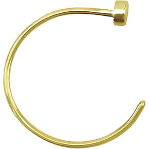 FIFTH CUE Gold Tone Flat Disc Nose Hoop 316L Surgical Steel Ring