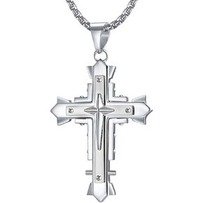 Rehoboth Stylish Holy Stainless Steel Cross Pendant Necklace for Boy Men 24" Chain