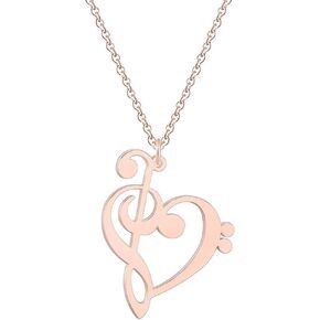 Eiffy Music Note Heart of Treble and Bass Clef Choker Necklace Infinity Love Heart Pendant Necklace Collars Hypoallergenic Jewelry Birthday Gift (Rose Gold)