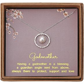Godmother Gifts from Godchild - Sterling Silver Twisted Eternity Ring with Pearl Godmother Necklace Mothers Day Birthday Fairy Godmother Gifts
