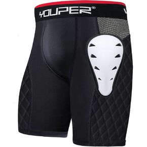 Youper Adult Elite Compression Padded Sliding Shorts w/Protective Athletic Cup for Baseball, Football in Kuwait